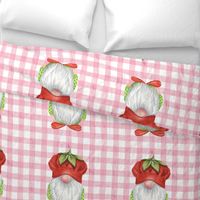 Pillow Sham Front Fat Quarter Size Makes 18x18 Cushion Home Sweet Home Strawberry Gnome on Pink Gingham