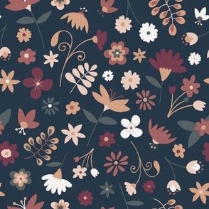 For the Love of Flowers - vintage navy