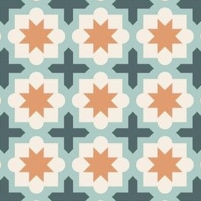 Morocco star tiles - teal and orange