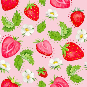 Bigger Scale Home Sweet Home Strawberries on Pink