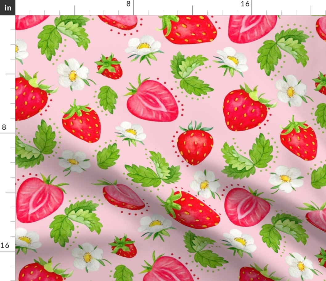 Bigger Scale Home Sweet Home Strawberries on Pink