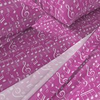 Bigger Scale White Music Notes on Raspberry Pink