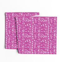 Bigger Scale White Music Notes on Raspberry Pink