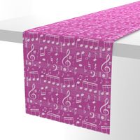 Bigger Scale White Music Notes on Raspberry Pink