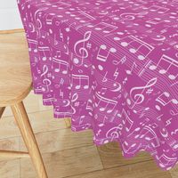 Bigger Scale White Music Notes on Raspberry Pink