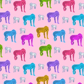 Rainbow Cheetahs! - pink, medium 