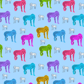 Rainbow Cheetahs! - pastel blue, medium 