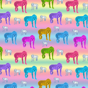 Rainbow Cheetahs! - Pastel rainbow, medium 