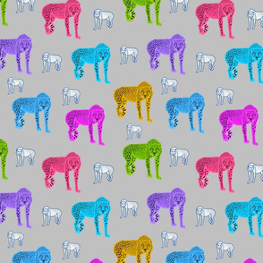 Rainbow Cheetahs! - silver grey, medium 