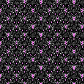 damask pink ribbons on black small scale
