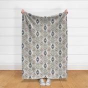Woven Textured Kilim - duck egg blue, brown and cream