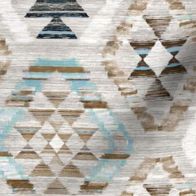 Woven Textured Kilim - duck egg blue, brown and cream