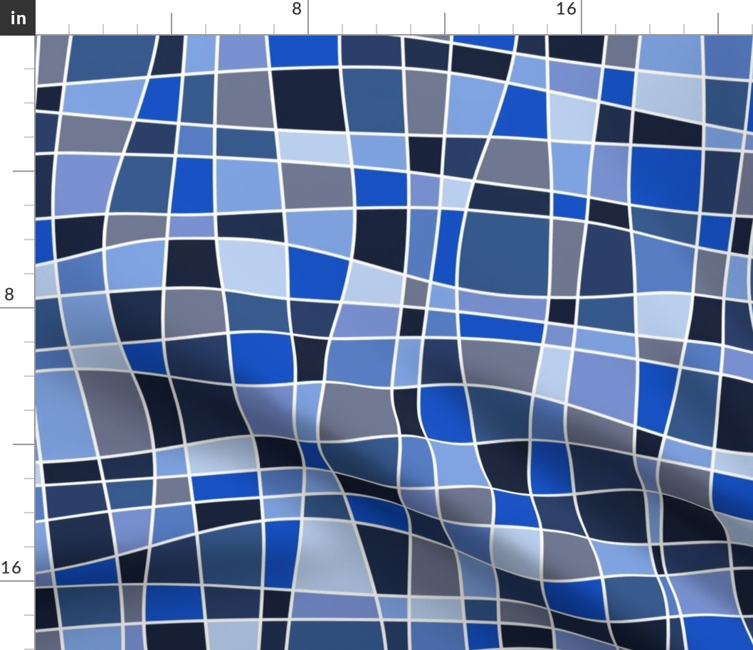 twisted mosaic - blue abstract curves  - shades of blue