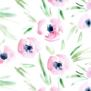Spring in Portofino - watercolor tender florals - painterly flowers for modern home decor bedding nursery a225-1