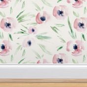 Large scale Spring in Portofino - watercolor tender florals - painterly flowers for modern home decor bedding nursery a225-2