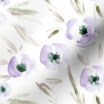 Amethyst Spring in Portofino - watercolor tender florals - painterly flowers for modern home decor bedding nursery a225-6