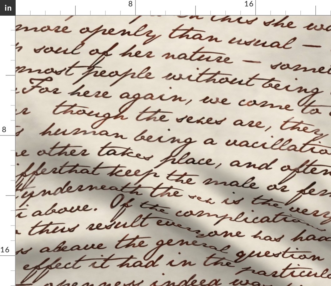 Orlando Text ~ Sepia on Linen Parchment  