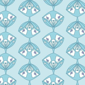 stylised floral geometric lines in  duck egg blue