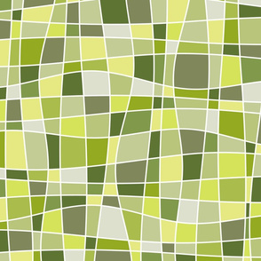 twisted mosaic - green abstract curves  - shades of green