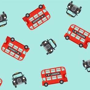London buses and taxis - blue