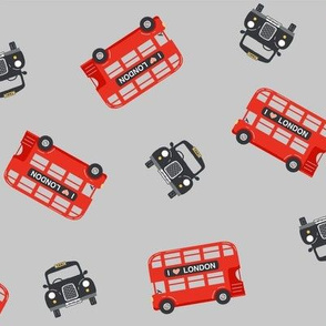 London buses and taxis - grey