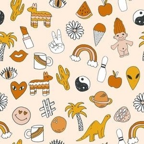 patches fabric - 90s nostalgia dinosaurs kids summer prints summer pastel emoji fabric print