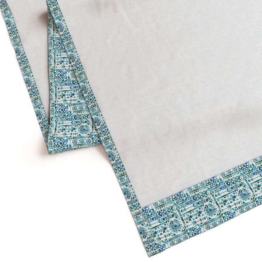 Tribal Summer / Blue Green Teal on White Background / Mini Scale