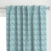 Tribal Summer / Blue Green Teal on White Background / Mini Scale