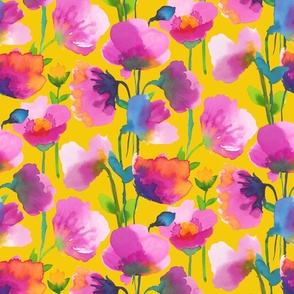 I love poppies - Yellow background - jumbo large scale