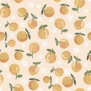 oranges fabric - muted summer neutral design, cute fabric