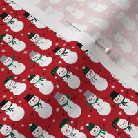 TINY Snowman winter holiday red christmas fabric snowflakes north pole 