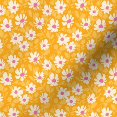 Yellow White Pink Ditsy Floral