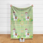 27x36 blanket drama llama green linen