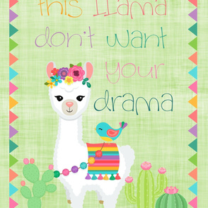 27x36 blanket drama llama green linen