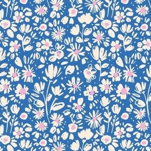 Pink Blue and White floral