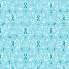 damask teal ribbons on pale teal