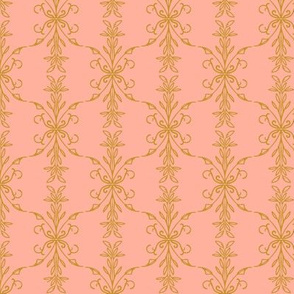 Fancy Ogee - pink, gold yellow