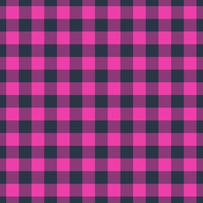 Gingham Pattern - Flirty Magenta and Medium Charcoal