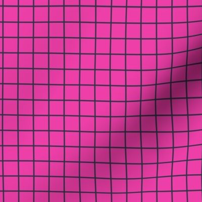 Grid Pattern - Flirty Magenta and Medium Charcoal