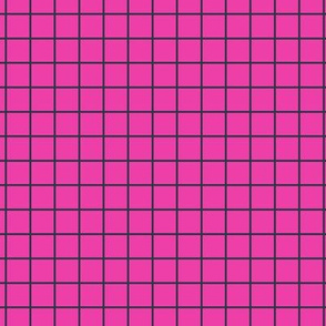 Grid Pattern - Flirty Magenta and Medium Charcoal