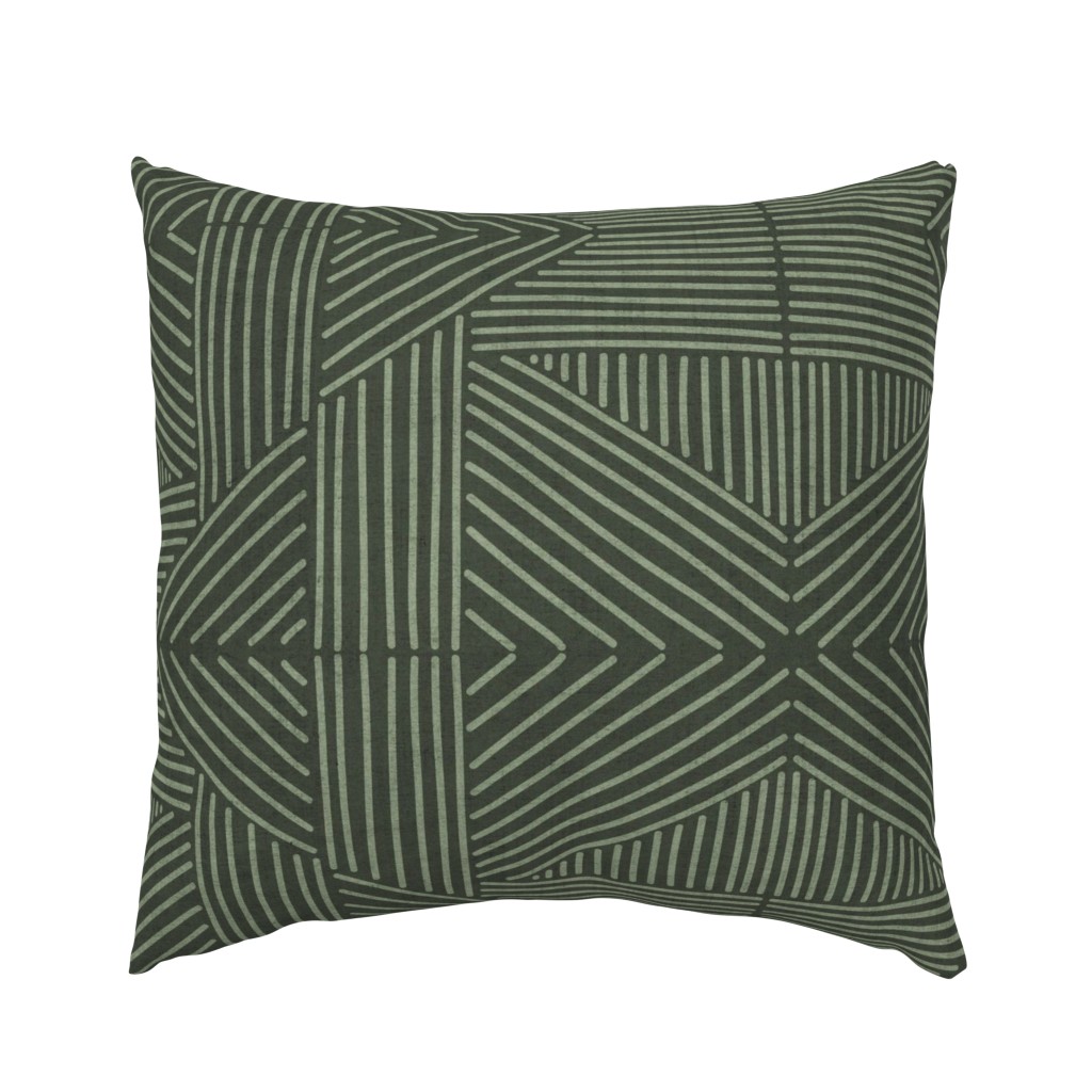 Olive Green Mudcloth Weaving Lines - jumbo 