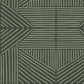 Olive Green Mudcloth Weaving Lines - jumbo 