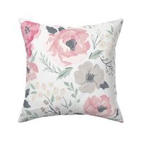 Large Scale Soft Pink Meadow Floral - 25in repeat