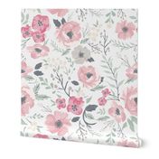 Large Scale Soft Pink Meadow Floral - 25in repeat