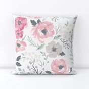 Large Scale Soft Pink Meadow Floral - 25in repeat