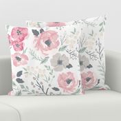 Large Scale Soft Pink Meadow Floral - 25in repeat