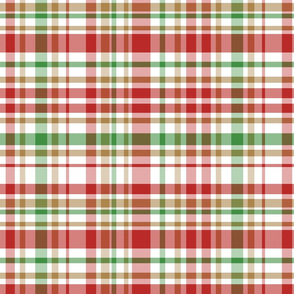 Red gold green white plaid