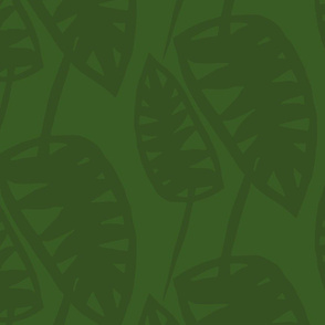 Jumbo Tone on Tone Tropical Leaves in Green