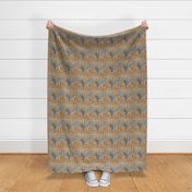 Trotting smooth coat Chow Chow and paw prints - faux linen