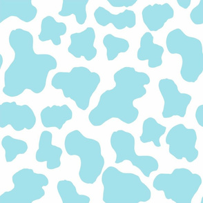 LARGE cow print fabric - baby blue